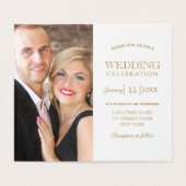 シンプルシルバーと金ゴールドフォト結婚式招待状 (内部フラット)