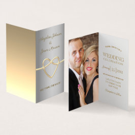 シンプルシルバーと金ゴールドフォト結婚式招待状