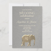 シンプルシルバーと金ゴールド結婚ズ 招待状 (正面)