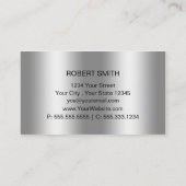 シンプルシルバーオンシルバーモノグラムとネームプレート 名刺 (裏面)