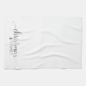 シンプルシルバーカリグラフィクリスマス キッチンタオル (横)