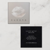 シンプルシルバークキスをするリップメイクアップアーティスト スクエア名刺 (正面/裏面)