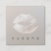 シンプルシルバークキスをするリップメイクアップアーティスト スクエア名刺 (正面)