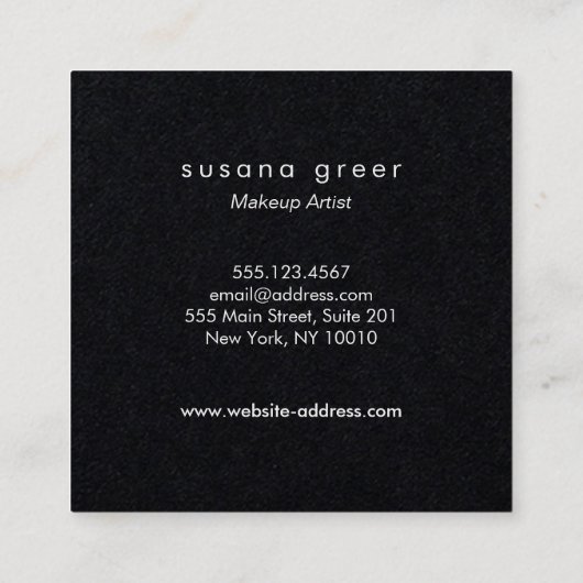 シンプルシルバークキスをするリップメイクアップアーティスト スクエア名刺 (裏面)