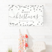 シンプルシルバークリスマスホリデーズグリッターホワイト 横断幕 (インサイチュ)