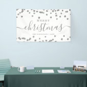 シンプルシルバークリスマスホリデーズグリッターホワイト 横断幕 (トレードショー)