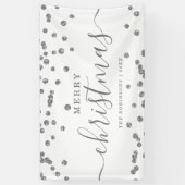 シンプルシルバークリスマスホリデーズグリッターホワイト 横断幕 (縦)