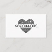 シンプルシルバーグリッターハートシェイプ白黒シック 名刺 (正面)