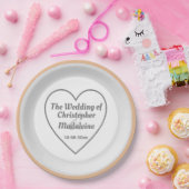 シンプルシルバーグレイとホワイト結婚の紙プレート ペーパープレート (パーティー)