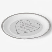 シンプルシルバーグレイとホワイト結婚の紙プレート ペーパープレート (アングル)