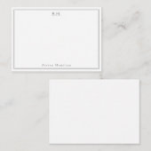 シンプルシルバーグレイ2モノグラムミニマル名縁ど ノートカード (正面/裏面)