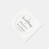 シンプルシルバーグレイ&ホワイトウェディングデー スタンダードカクテルナプキン (角)