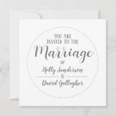 シンプルシルバーグレイ&ホワイトウェディングデー 招待状 (正面)