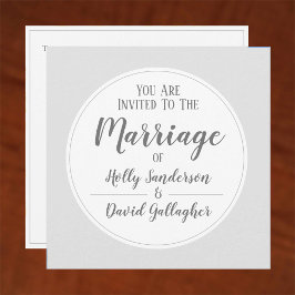 シンプルシルバーグレイ&ホワイトウェディングデー 招待状