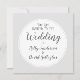 シンプルシルバーグレイ&ホワイトウェディングデー 招待状