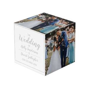 シンプルシルバーグレイ&ホワイトデザインキューブ フォトキューブ