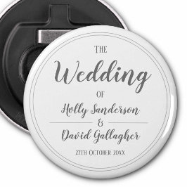 シンプルシルバーグレイ&ホワイトデザインテーブルギフト 栓抜き