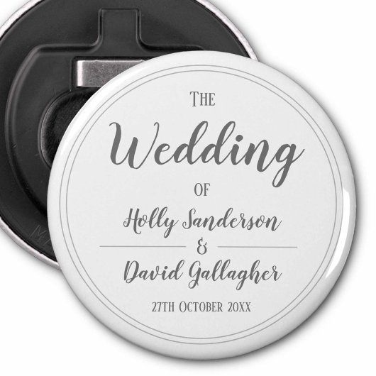 シンプルシルバーグレイ&ホワイトデザインテーブルギフト 栓抜き