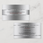 シンプルシルバーグレーステンレス鋼ルック 名刺 (正面/裏面)