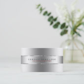 シンプルシルバーグレーステンレス鋼ルック 名刺 (スタンド正面)