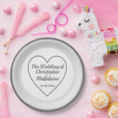 シンプルシルバーグレ結婚イ&ホワイト ペーパープレート (パーティー)