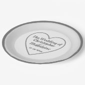 シンプルシルバーグレ結婚イ&ホワイト ペーパープレート (アングル)