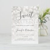シンプルシルバースウィート16誕生日スパークリライト 招待状 (スタンド正面)