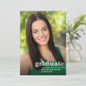 シンプルシルバータイポグラフィ写真卒業パーティー 招待状 (スタンド正面)