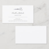 シンプルシルバーハサミエレガントスクリプト美容師 名刺 (正面/裏面)