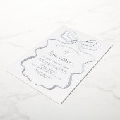 シンプルシルバーバプテスマ 箔招待状 (回転した状態)