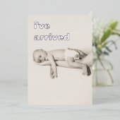 シンプルシルバーフォイル少年フォトベビー発表 箔招待状 (立ち正面)