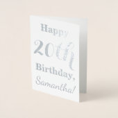 シンプルシルバーフォイル20誕生日+名前をカスタムする 箔カード (正面)