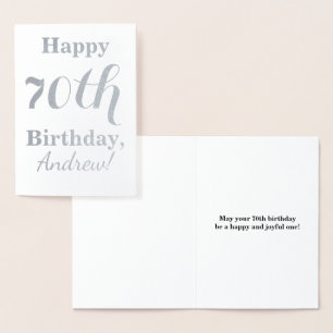 シンプルシルバーフォイル70誕生日+名前をカスタムする 箔カード