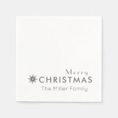 シンプルシルバーメリークリスマスファミリー名 スタンダードカクテルナプキン (正面)