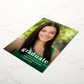 シンプルシルバー箔オーバーレイ写真卒業パーティー 箔招待状 (回転した状態)