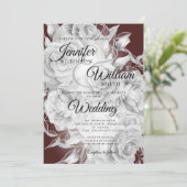 シンプルシルバー&バエレガントルガンディ結婚フローラ  招待状 (スタンド正面)