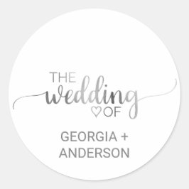 シンプルシルバ書結婚の封筒用シール ラウンドシール