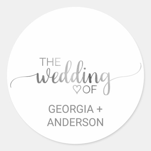 シンプルシルバ書結婚の封筒用シール ラウンドシール (正面)