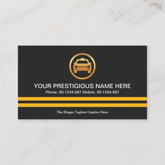 シンプルシンプルなイエロータクシーストライプ会社 名刺 (裏面)