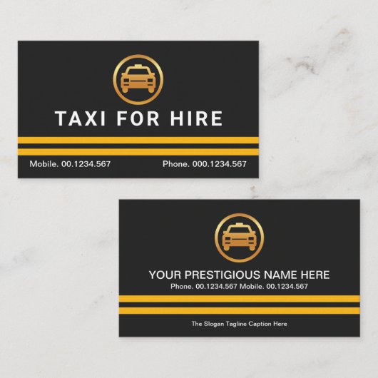 シンプルシンプルなイエロータクシーストライプ会社 名刺 (正面/裏面)