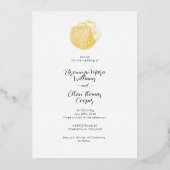 シンプルシーシェルと水彩魚鱗 箔招待状 (正面)