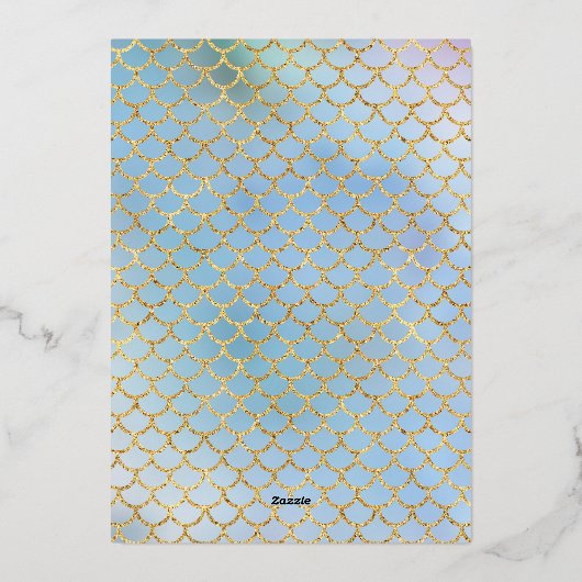 シンプルシーシェルと水彩魚鱗 箔招待状 (裏面)