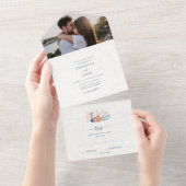 シンプルシーセルビーチ結婚写真 オールインワン招待状 (貼ってはがせる)