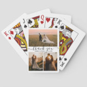 シンプルシ感謝していックあなた3枚の写真コラージュ結婚ズ トランプ (裏面)