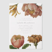 シンプルシ素朴ックフローラ結婚ズ ベラム紙招待状 (正面)