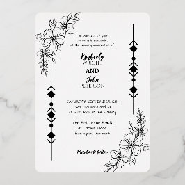 シンプルシ結婚ック招待状 箔招待状