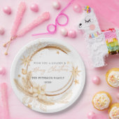 シンプルジオメトリックゴールデンフローラ ペーパープレート (パーティー)