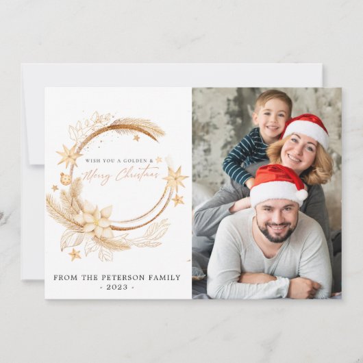 シンプルジオメトリックゴールデンフローラ 招待状 (正面)