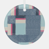 シンプルジオメトリックブラシストローク:カラーブロック ガラスオーナメント (正面)