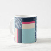 シンプルジオメトリックブラシストローク：カラーブロック コーヒーマグカップ (正面左)